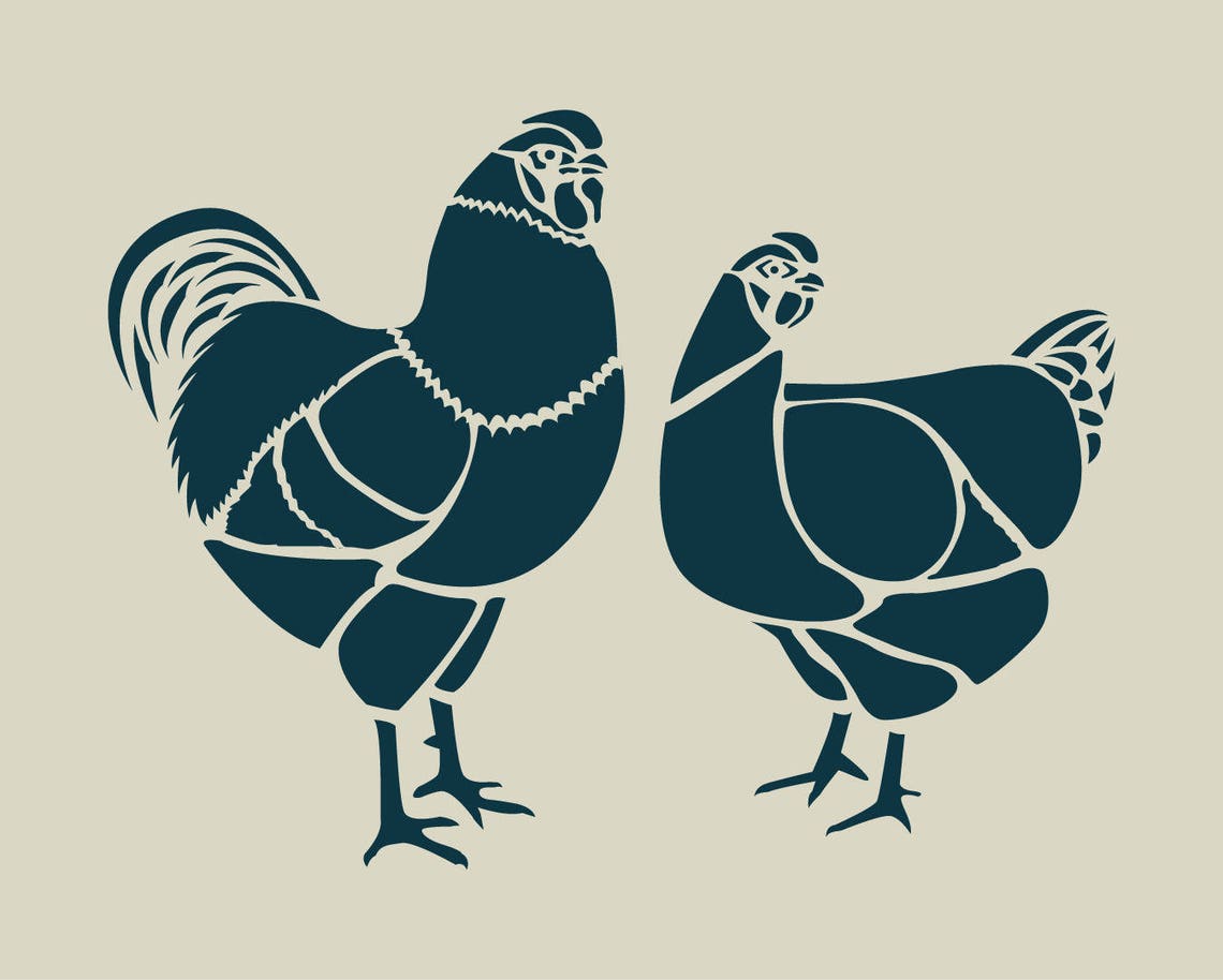 Adhesive Vinyl Stencil. Rooster and Hen. Houndstooth Stencil. Etsy