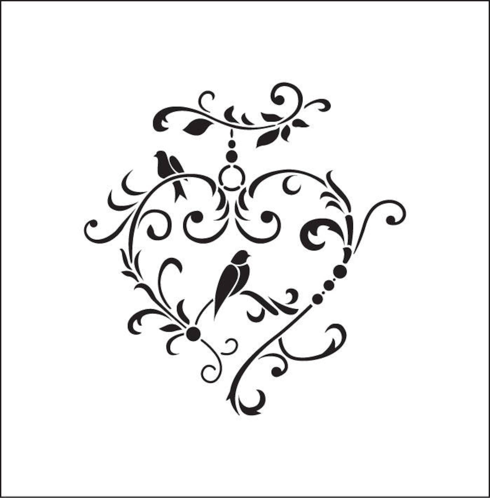 Embroidered Heart. Stencil Heart. Adhesive Vinyl Stencil. ref Etsy