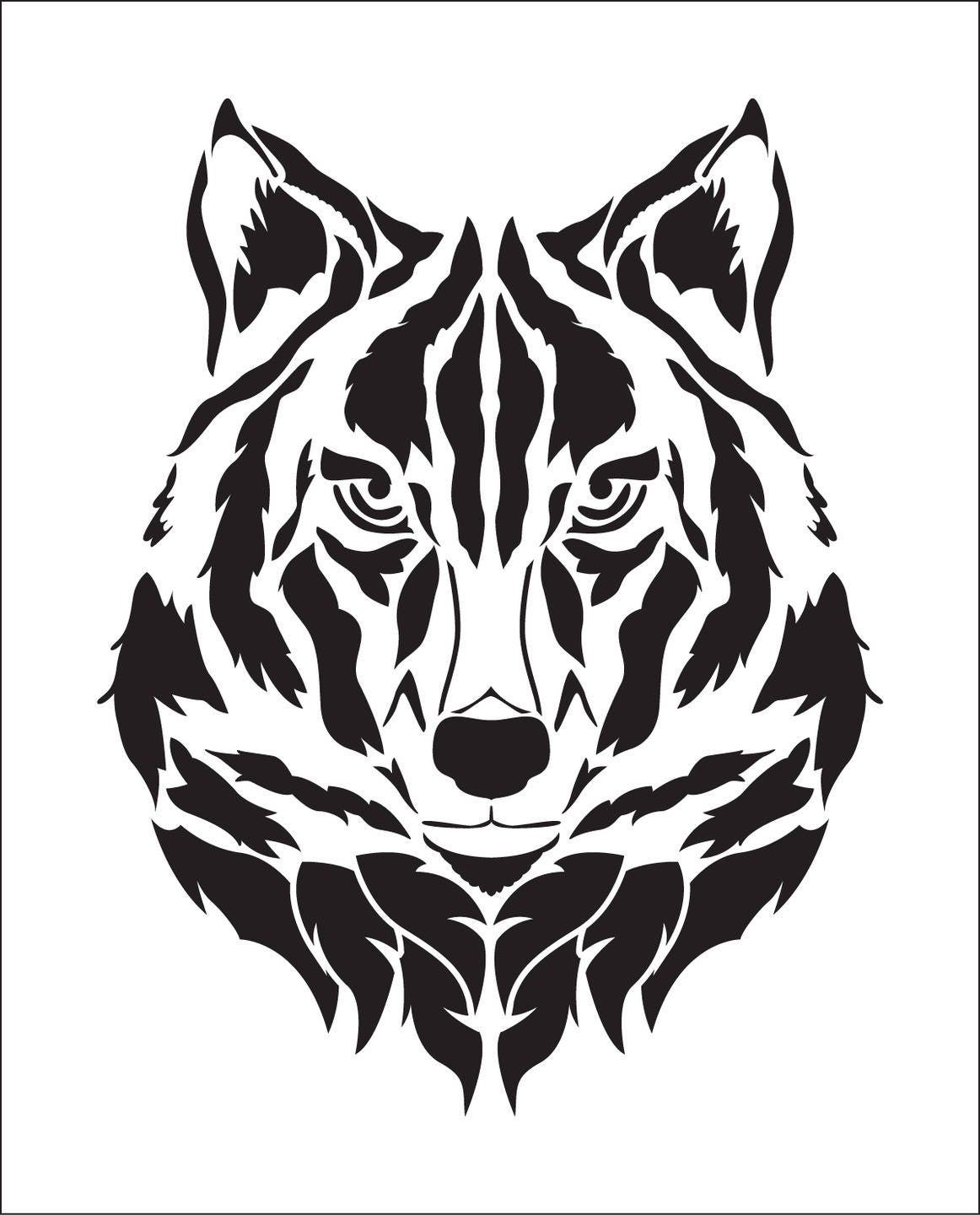 wolf stencil wolf head ref 578 adhesive vinyl stencil etsy