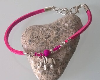 Very fine neon fuchsia suede bracelet