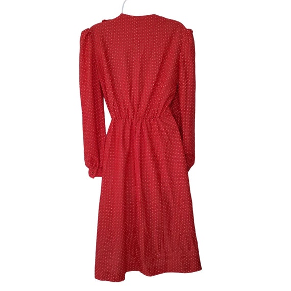 Vintage 70s Flare Polka Dot Dress Sz M Red White … - image 4