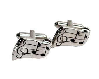 Vintage Hickok Silvertone Black Music Musical Notes Cufflinks Player Teacher