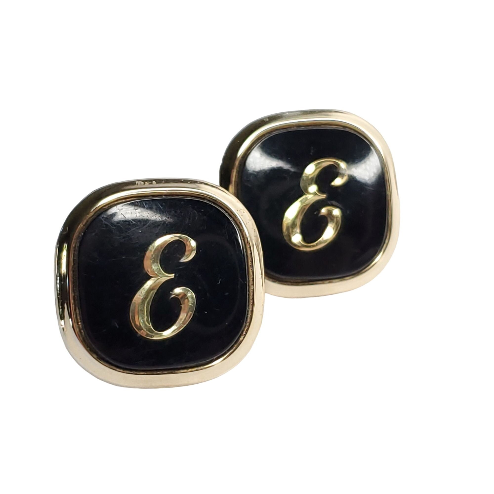 J Initial Monogram Letter Font Bold Chunky Gold Tone Vintage SWANK Cuff  Links