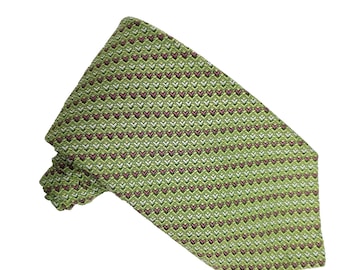 Vintage Superba Tie Green Mauve Pink Woven Textured Geometric Stripe Necktie