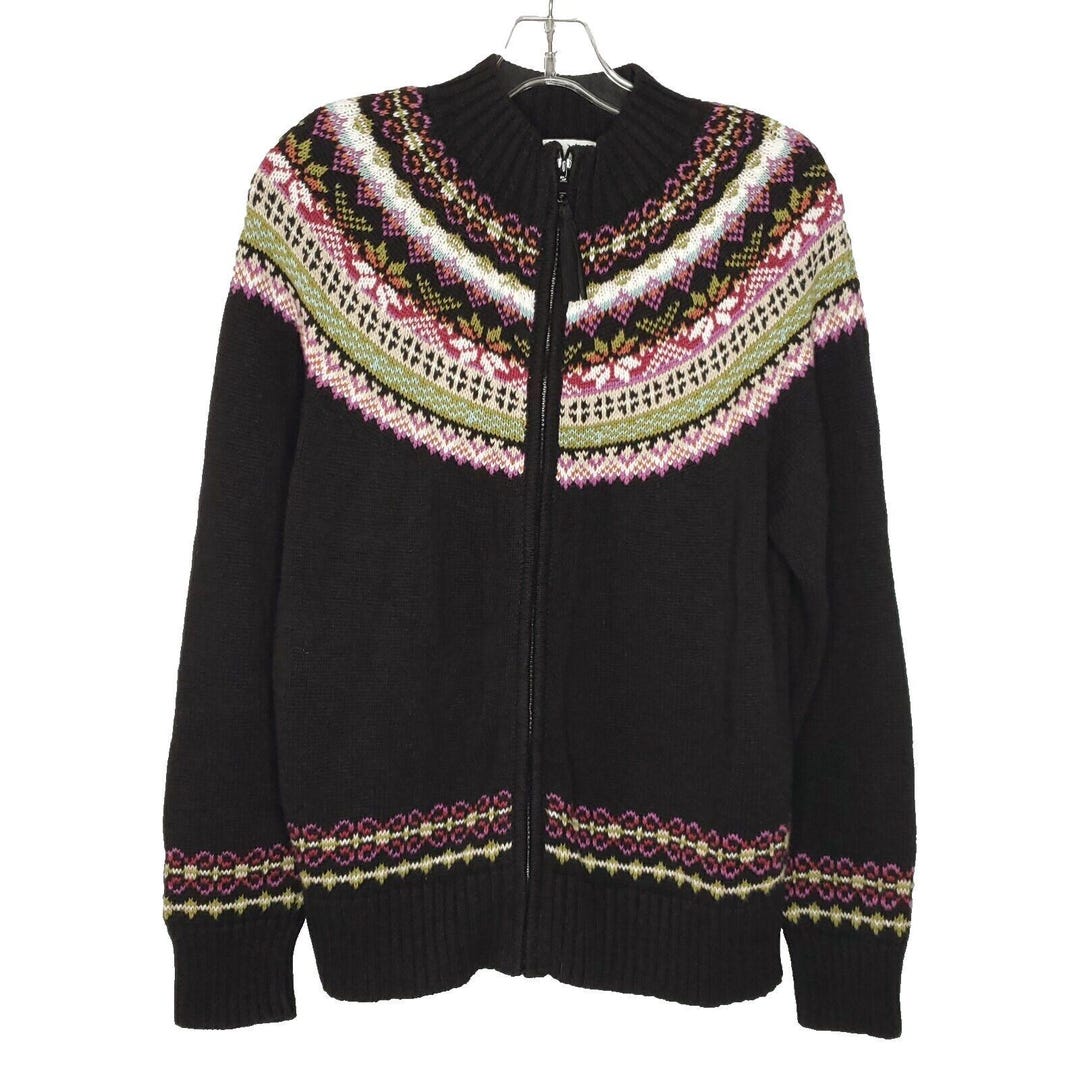 Fair Isle Zipper Up Sweater