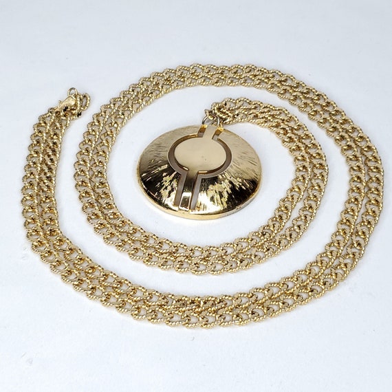 Vintage Monet Long Goldtone Necklace Textured Cha… - image 2