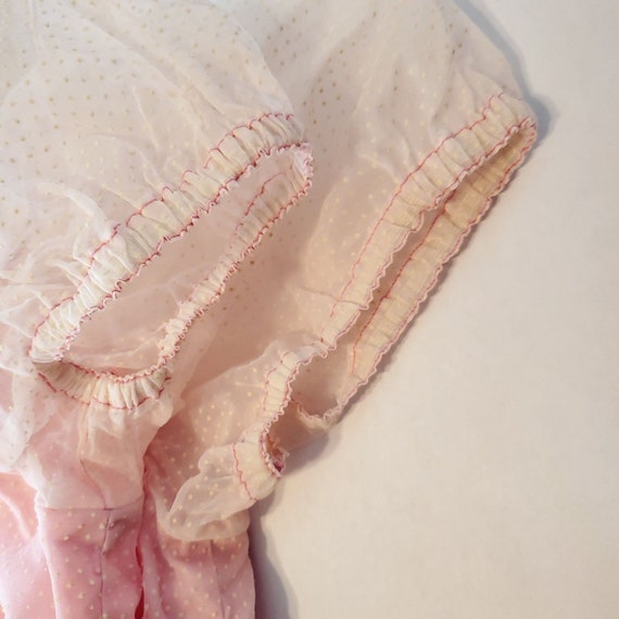 Vintage Girls Dress M Handmade Sheer Flocked Polk… - image 6