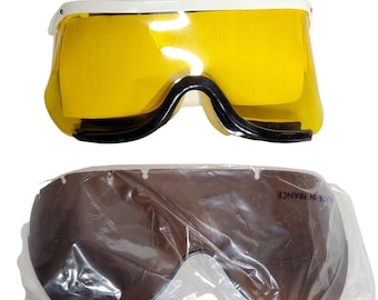 Vintage 70s Rene Loubsol Super 4 Ski Goggles Made In France Yellow Lens NOS