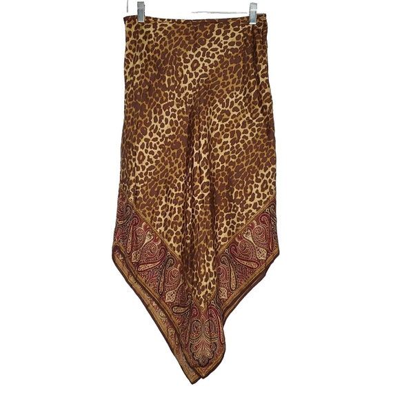 Vtg Y2K Gap Leopard Handkerchief Skirt 6 Silk Asy… - image 1