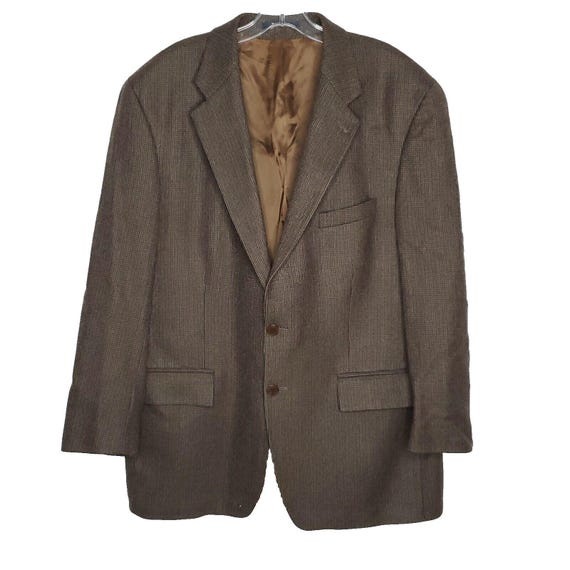 Chaps Ralph Lauren Wool Tweed Sport Coat 46R Brown Houndstooth