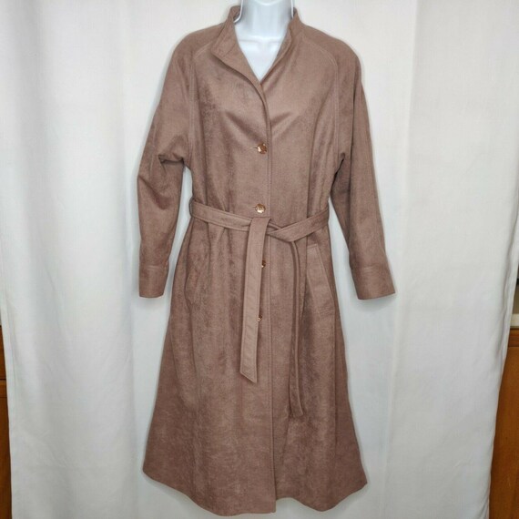 Vintage Long Coat Trench Moleskin Lined Sz 11/12 M