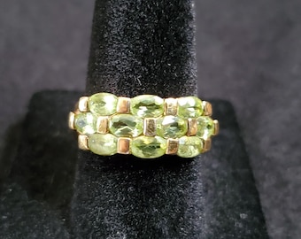 Vintage ring met strassteentjes, maat 7, groen goudkleurig vermeil sterlingzilver