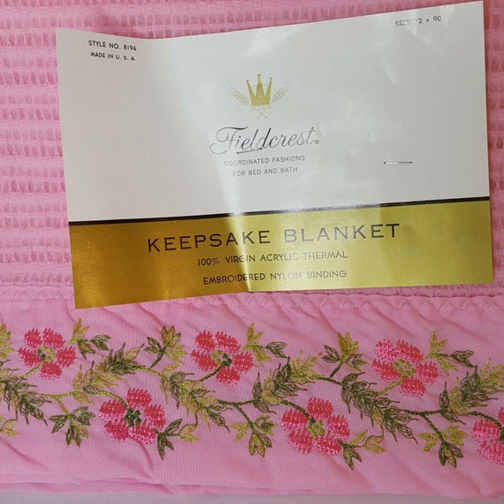 NEW Vintage Fieldcrest Thermal Acrylic Blanket Twin Pink