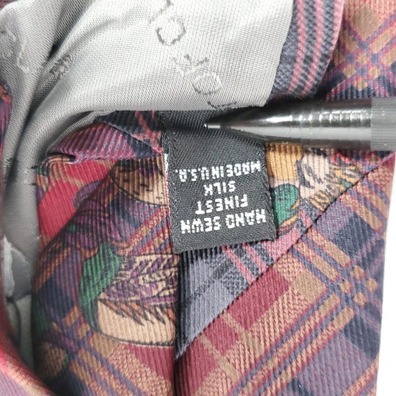 Robert Talbott Silk Tie Patchwork Plaid Ducks Bur… - image 6