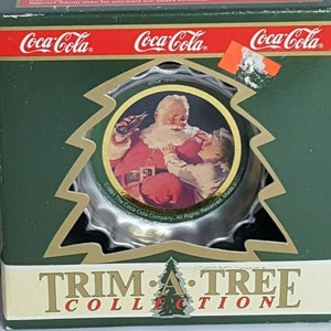 NEU Vintage Coca-Cola Flaschenverschluss Ornamente Santa um 1938 Set von 5 Borten einen Baum