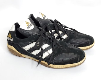 Vtg Y2K 90s Mens Adidas Nova Soccer Sneaker Shoe 6 Black Suede Leather