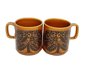 Vintage Hornsea Pottery Ceramic Welsh Dragon Brown Mug Rare 1970's