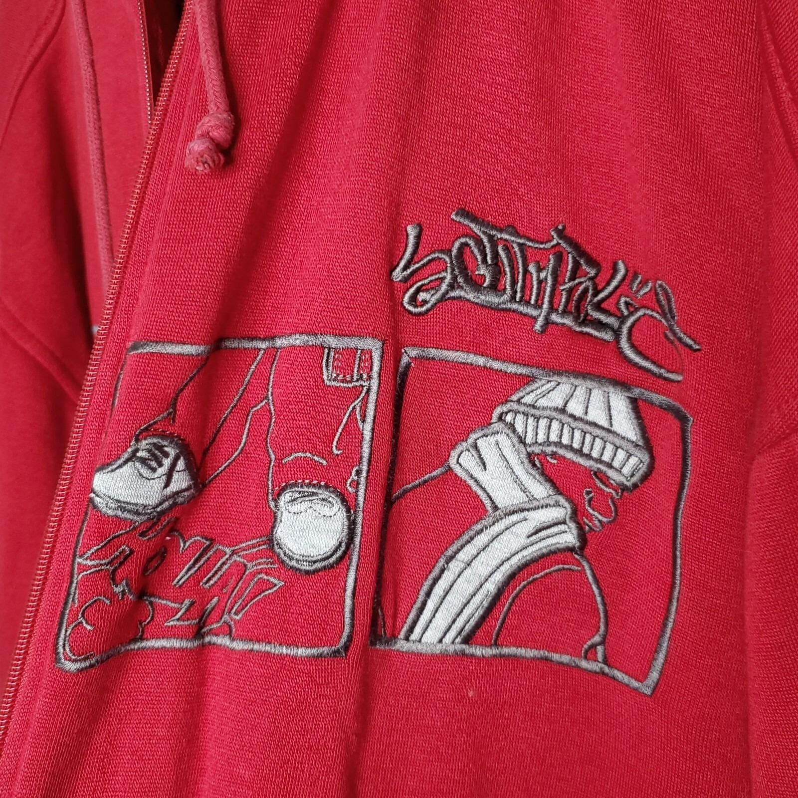 Vintage Y2K Southpole Hoodie Sz XXL Red Embroidered Skater Grunge