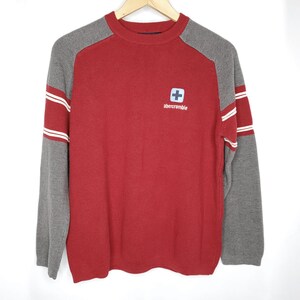 Vtg 90s Y2K Abercrombie Mens Skater Sweater Red Gray M Medium*