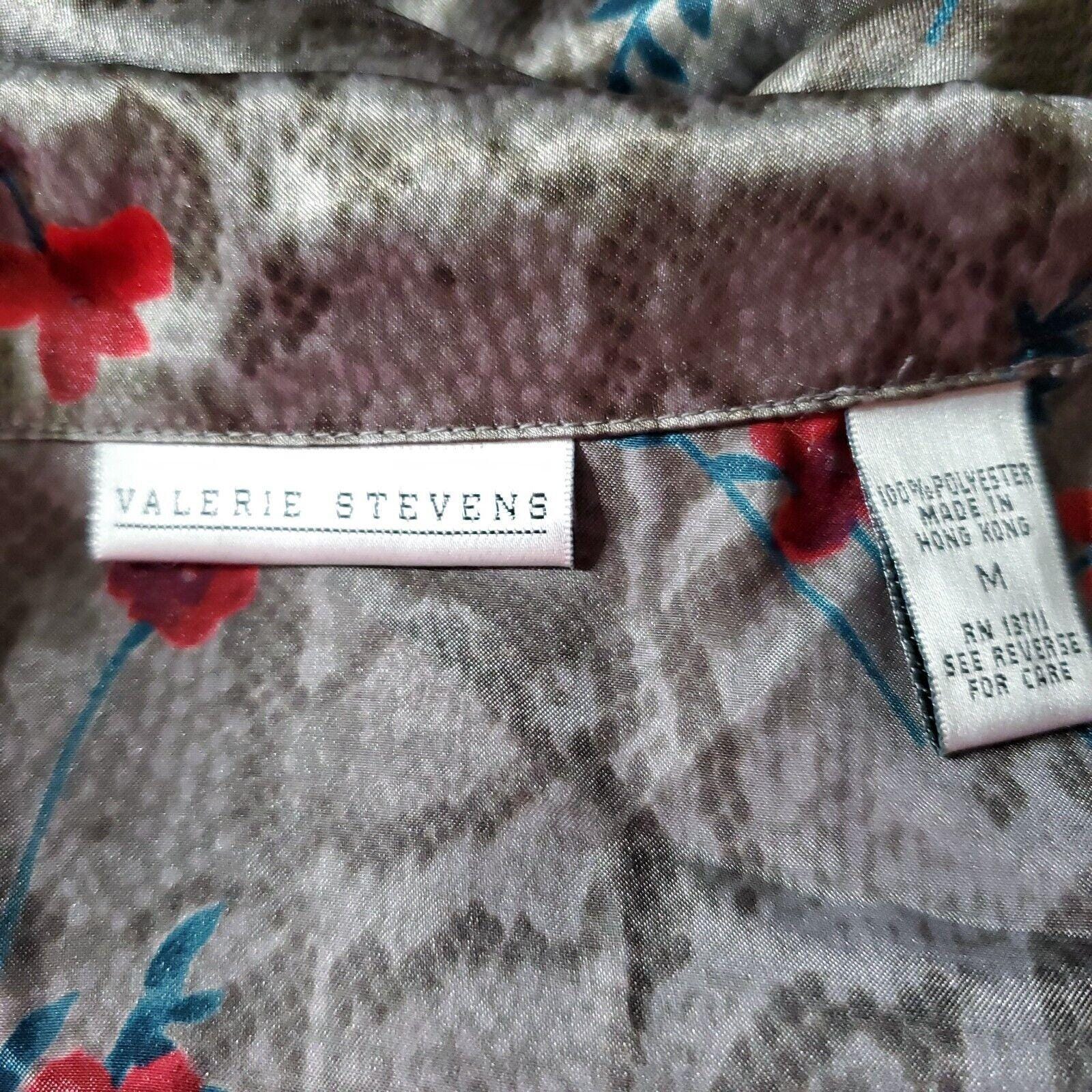 Valerie Stevens Satin Pajama Set M Floral Snake Print Long Sleeve 