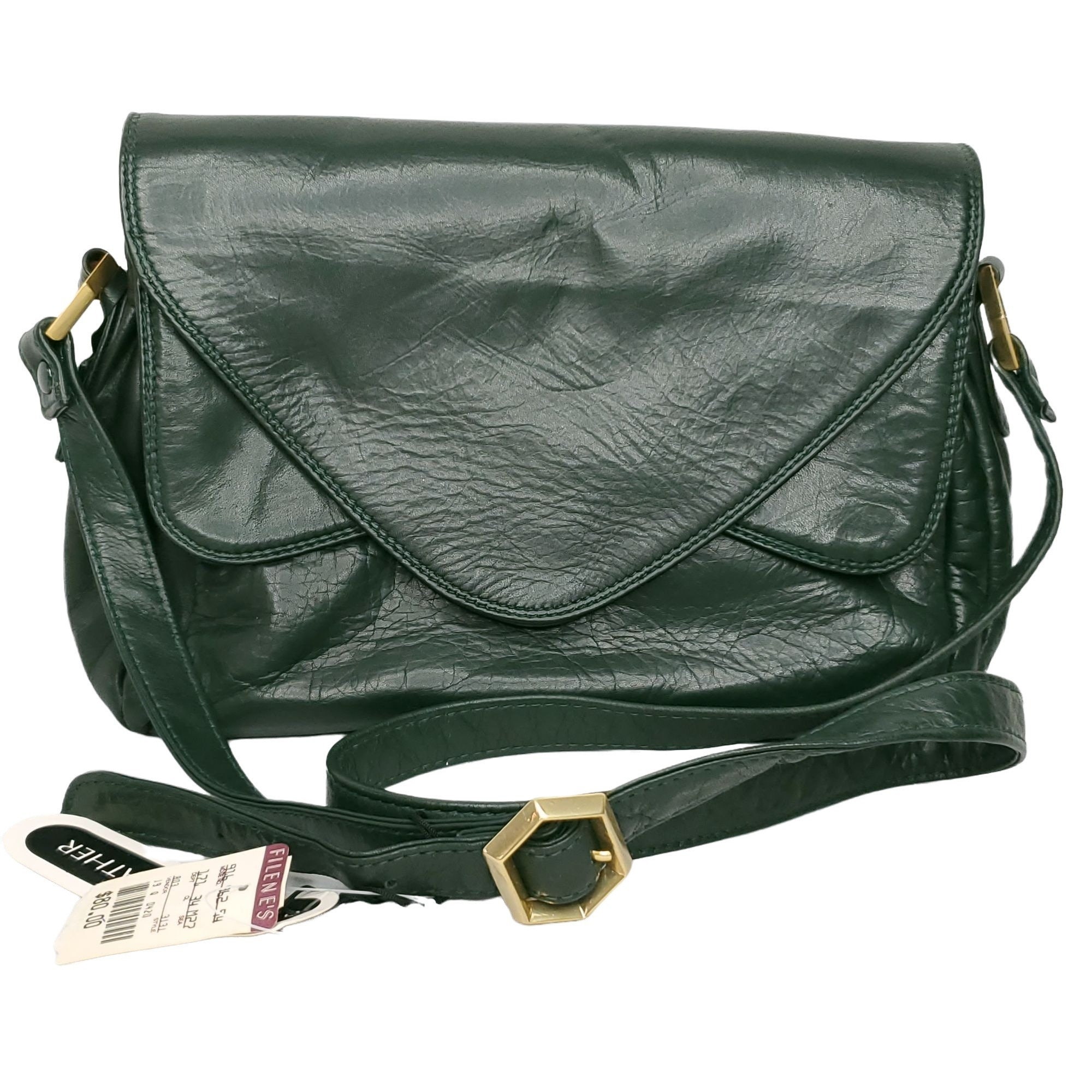 VINTAGE Giani Bernini Handbag Leather Purse Green Lots of Pockets Tote NICE