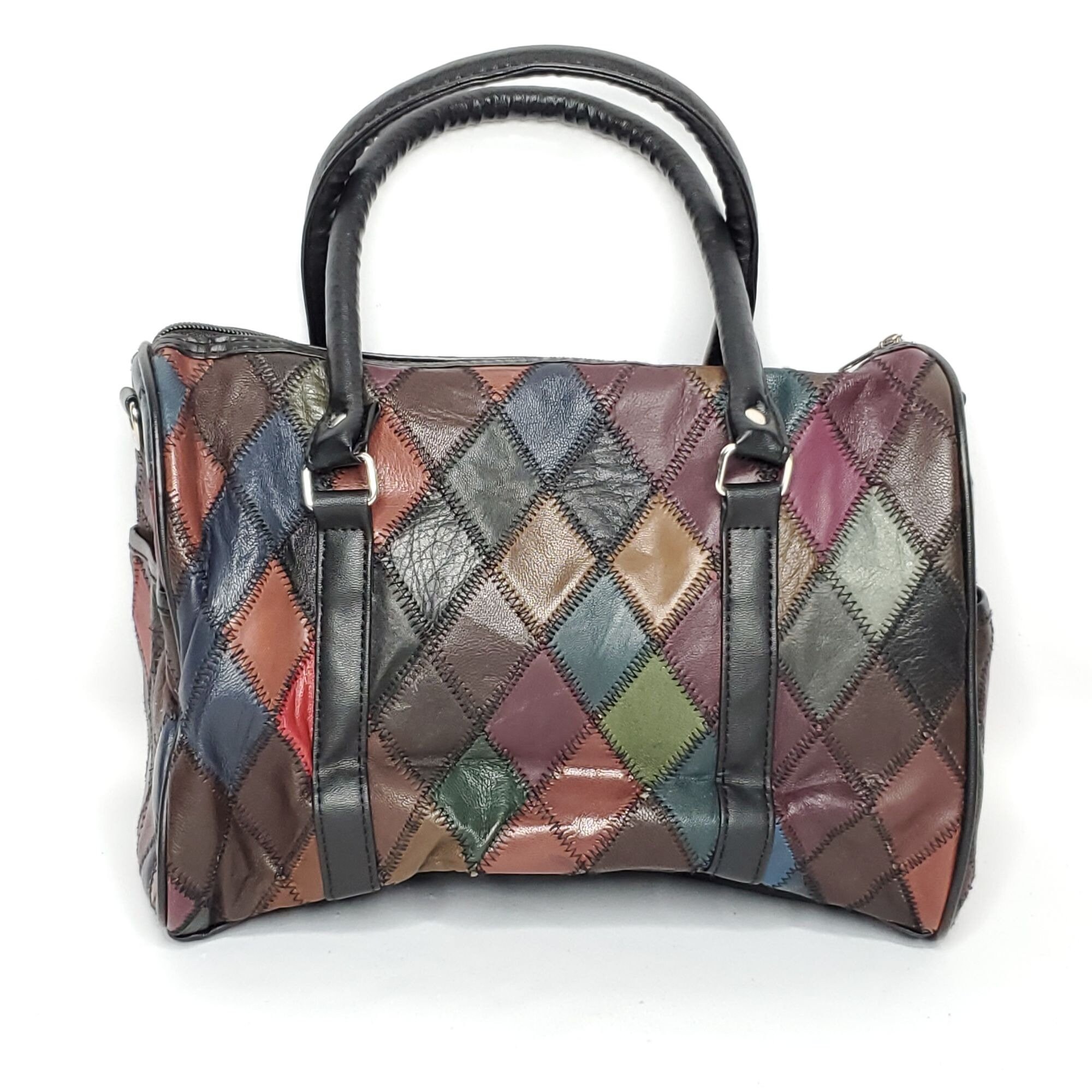 David Jones USA Argyle Pattern PU Leather Handbag in 2 Colors for Women