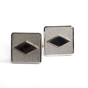 Gemelos de diamantes cuadrados de plata esterlina vintage Jugador de cartas de póquer geométrico