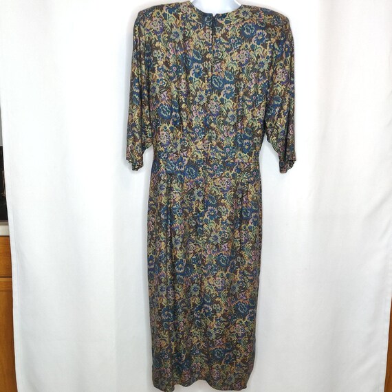 Vintage 80s Dress Fall Floral Work Career Sz 14 R… - image 4