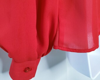 Chemisier Femme Vintage Rouge Josephine Chaus Taille 12 - Style Secrétaire Années 70/80