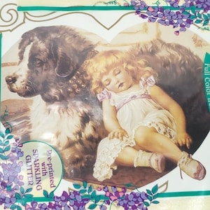 NEW Victorian Toddler Girl Dog Fabric Iron On Transfer T Shirt Pillow Placemat