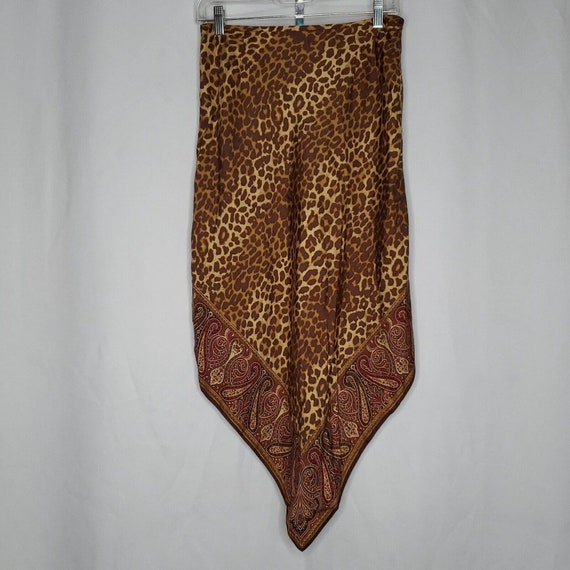 Vtg Y2K Gap Leopard Handkerchief Skirt 6 Silk Asy… - image 3