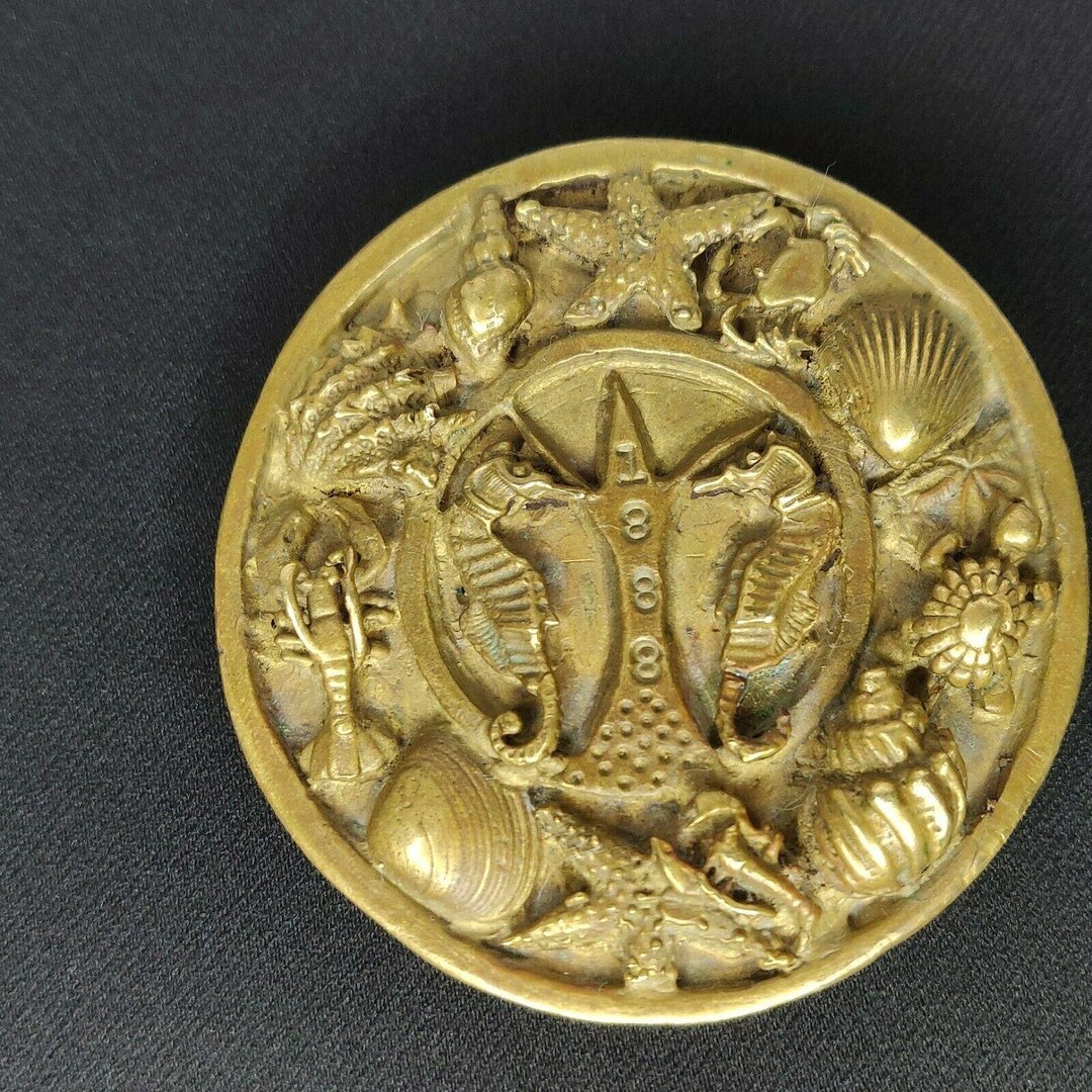 Vintage Brass Nautical Belt Buckle Seahorse Sea Shells - Etsy