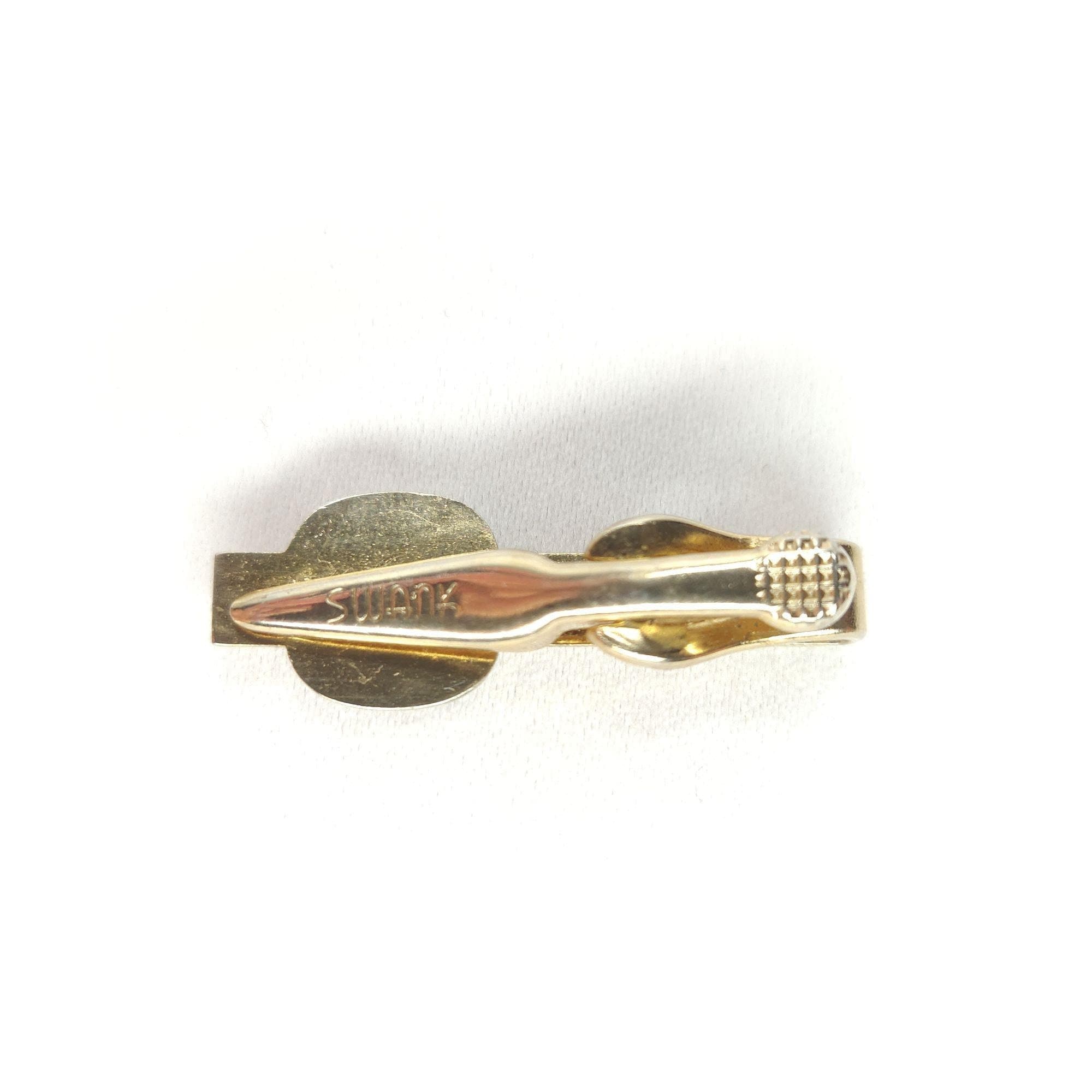 Lot of 3 vintage gold tone Tie Bar Clip Clasps Men's formal