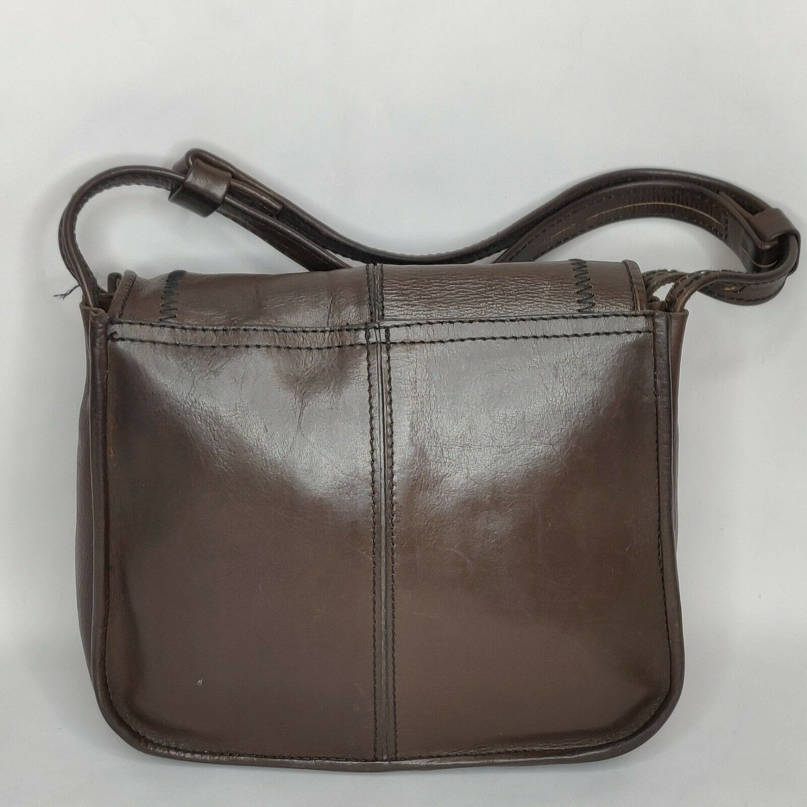 Sac Bandoulière Vintage Marron Femme - Simili Cuir, Lanière Ajustable, Fermeture à Bascule - Taille Moyenne