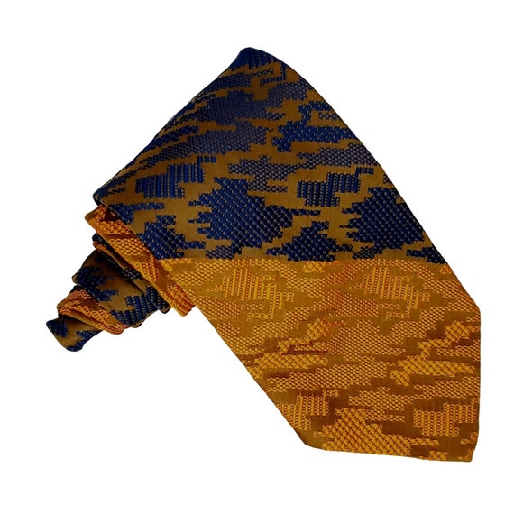 Vintage 70s Mens Wide Textured Necktie Abstract G… - image 1