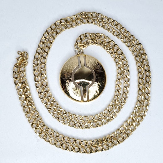 Vintage Monet Long Goldtone Necklace Textured Cha… - image 1