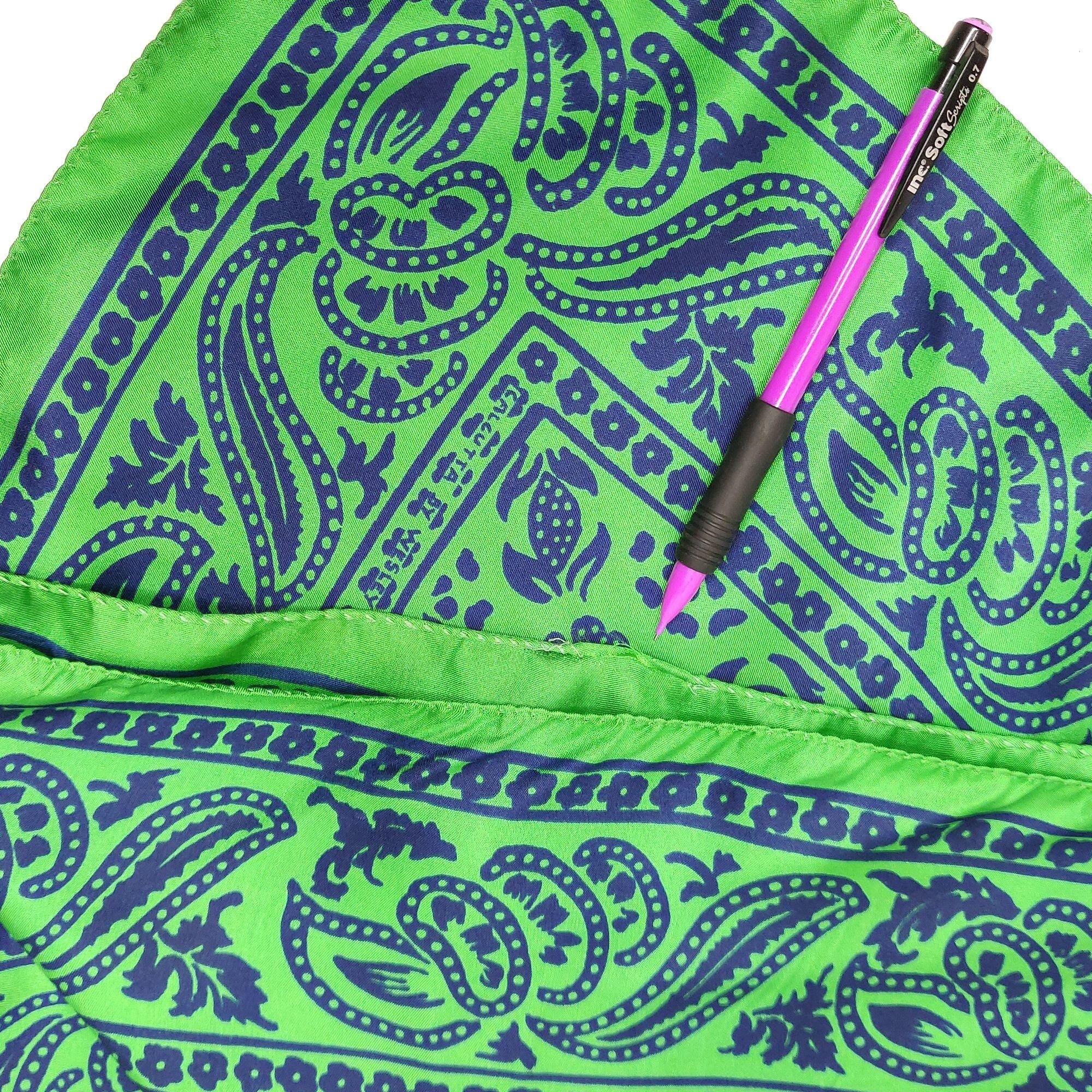 Vintage Wesley Simpson Scarf Silk Floral Paisley Green Blue 31\