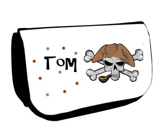 Black Pirate /crayons make-up case personalized with name