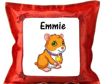 Red pig cushion from India personalized with name