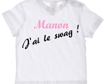 tee shirt baby I swag personalized with name