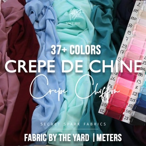Crepe chiffon fabric by the yard, soft matte crepe chiffon fabric for dresses, suits, skirts, curtains etc., crepe de chine fabric