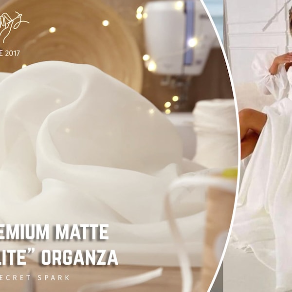 Organza mat de mariage ivoire « Elite » de 3 m de largeur par cour, tissu organza doux et mat pour robes et jupes, vente en gros d'organza