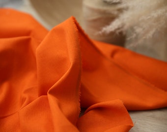 Orange #20 linen fabric by the yard, soft medium weight linen cotton fabric by the yard for clothes, linen cotton wholesale