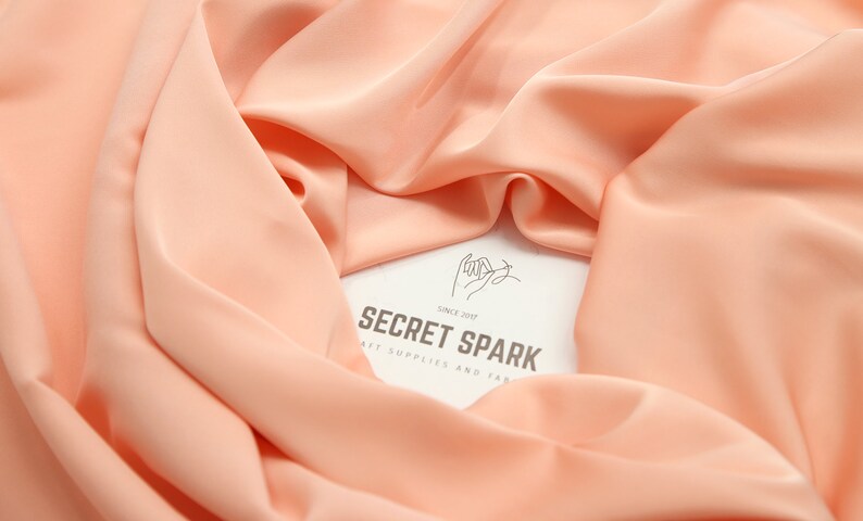 Coral soft silk satin for dresses,Icon premium coral silk material for sewing, coral silk fabric image 2