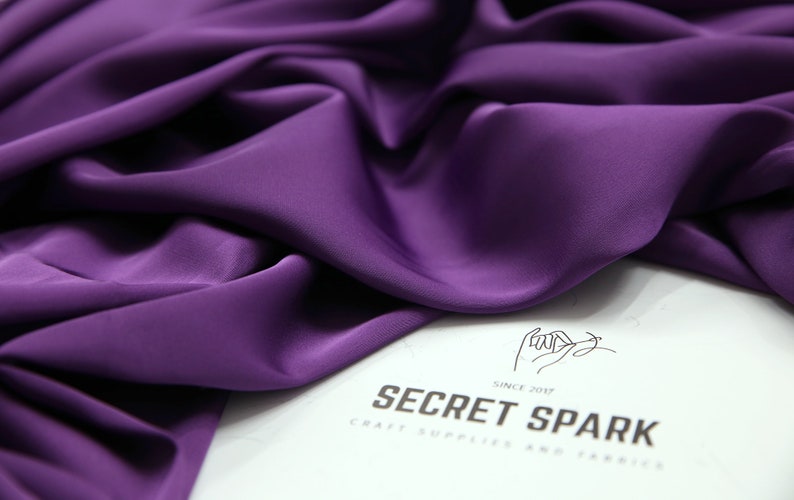 Grape Splash soft matte silk satin,Icon premium purple silk material for sewing, grape silk fabric wholesale low MOQ image 2