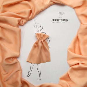 Peach color silk satin fabric by the yard, Soft Matte peach silk for dressmaking, lining etc Secret Spark Icon peach silk fabric wholesale image 1