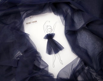 Navy blue soft tulle fabric, "Muse" tutu fabric, evening dark blue tulle mesh, tulle wholesale 3m width, navy blue #138