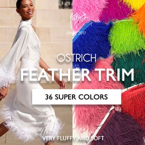 1 Yard - Snow White Ostrich Fringe Trim Wholesale Feather (Bulk)