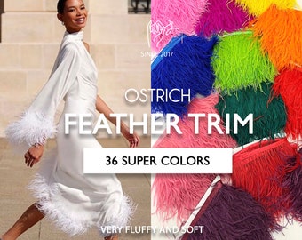 Ostrich Feather Trim, Super Airy and Quality Natural Feather Trimming for embellishing dresses, sleeves  - Price for 1 m/1,09 y in 1 color