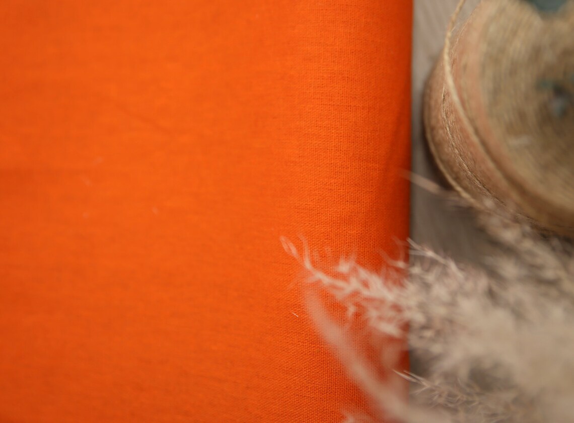 Orange 20 linen fabric by the yard soft medium weight linen Etsy